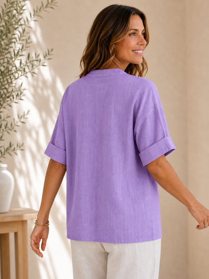 V Neck 100% Cotton Blouse
