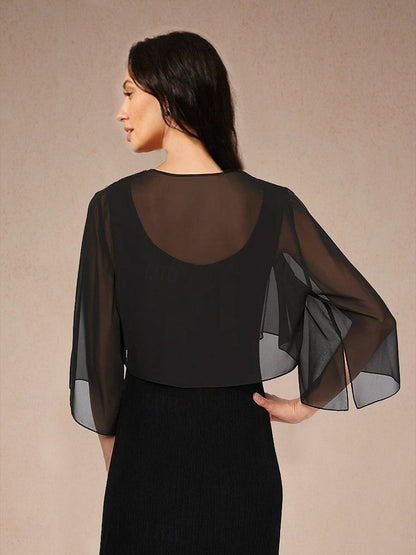 Chiffon Asymmetrical Crop Cover Up