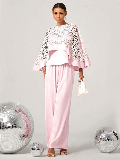 Zweiteiliges Set mit Cut-Outs in Rosa