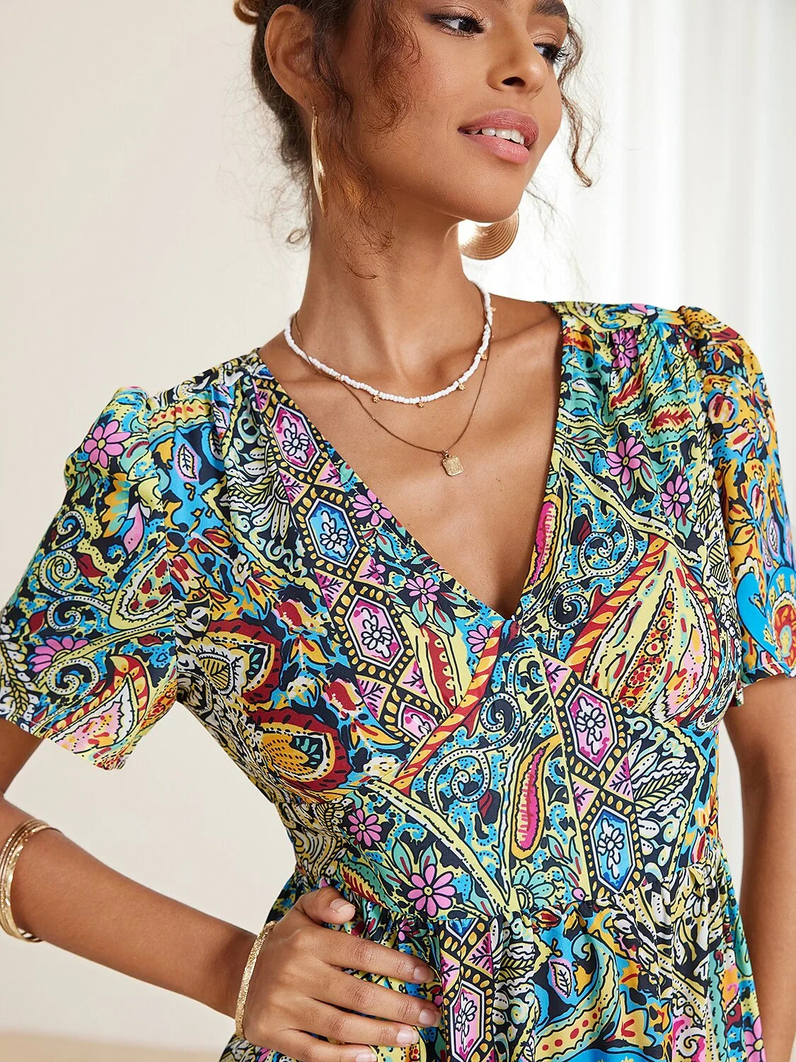 Chic Boho Paisley Layered Maxi Dress