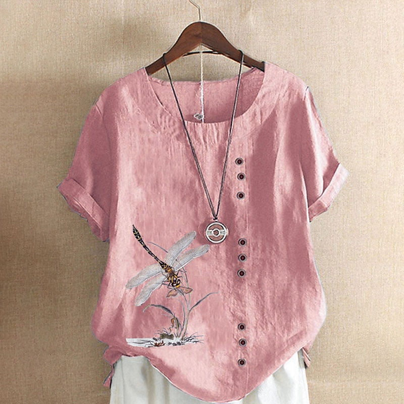 100% Cotton Shirt Blouse Button Print