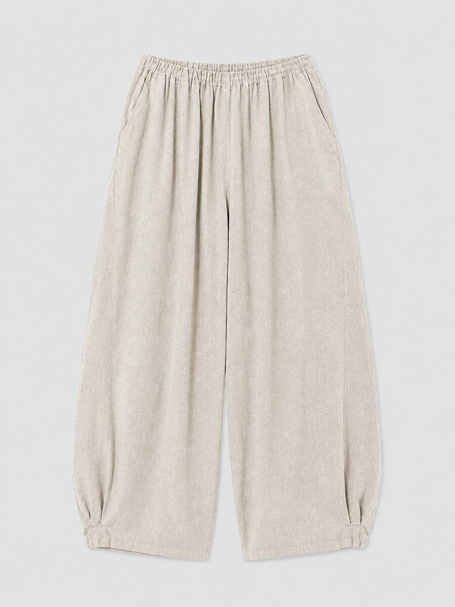 Premium Linen Elastic-Waist Pants