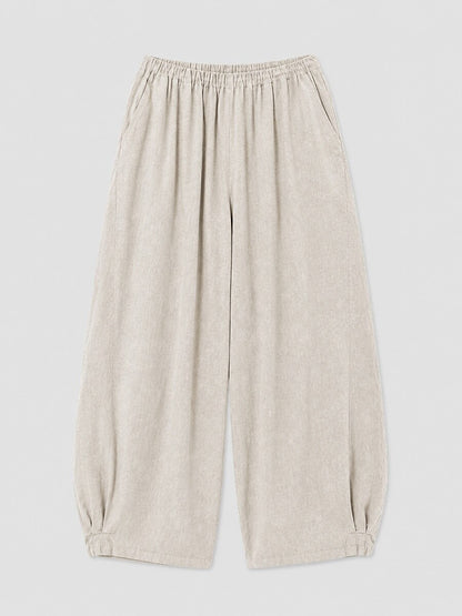 Premium Linen Elastic-Waist Pants