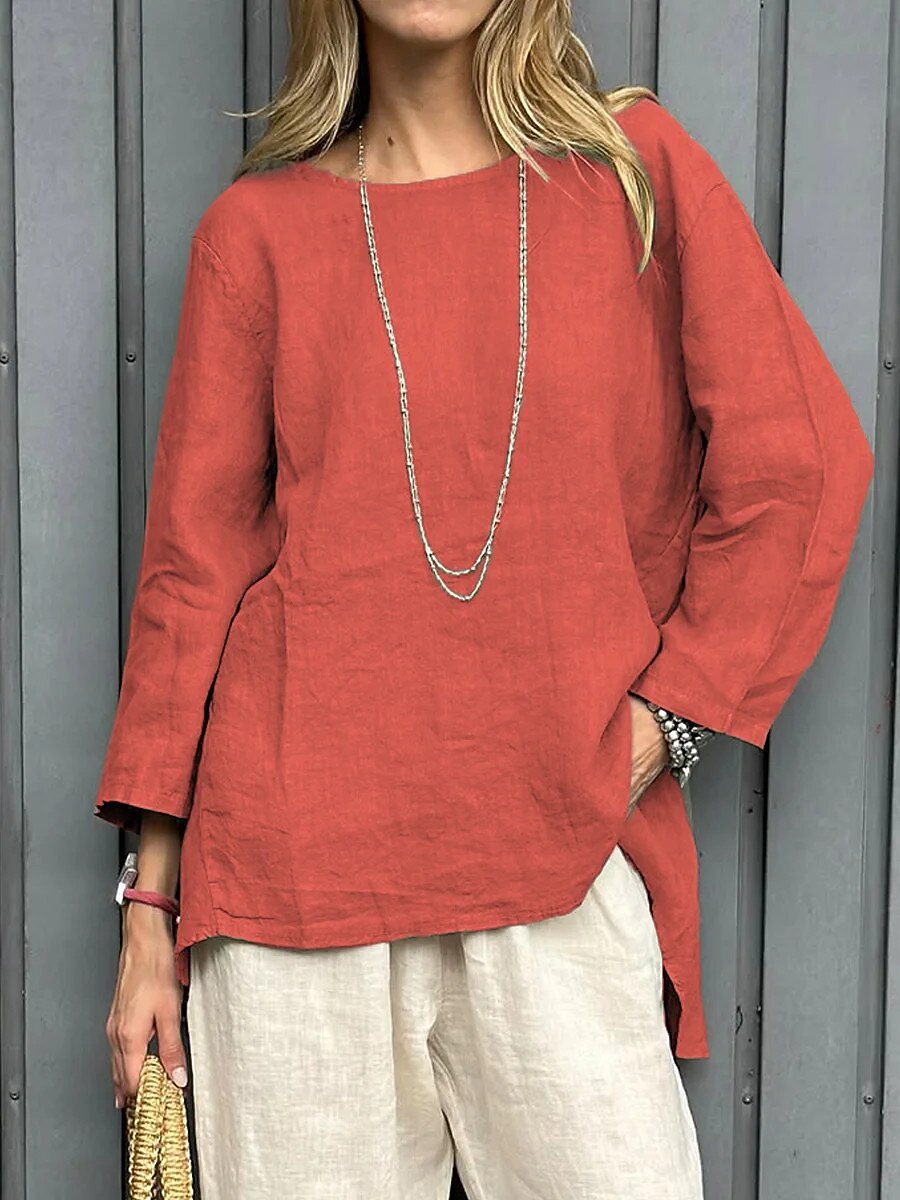 Women's Crew Neck 100% Cotton Blouse