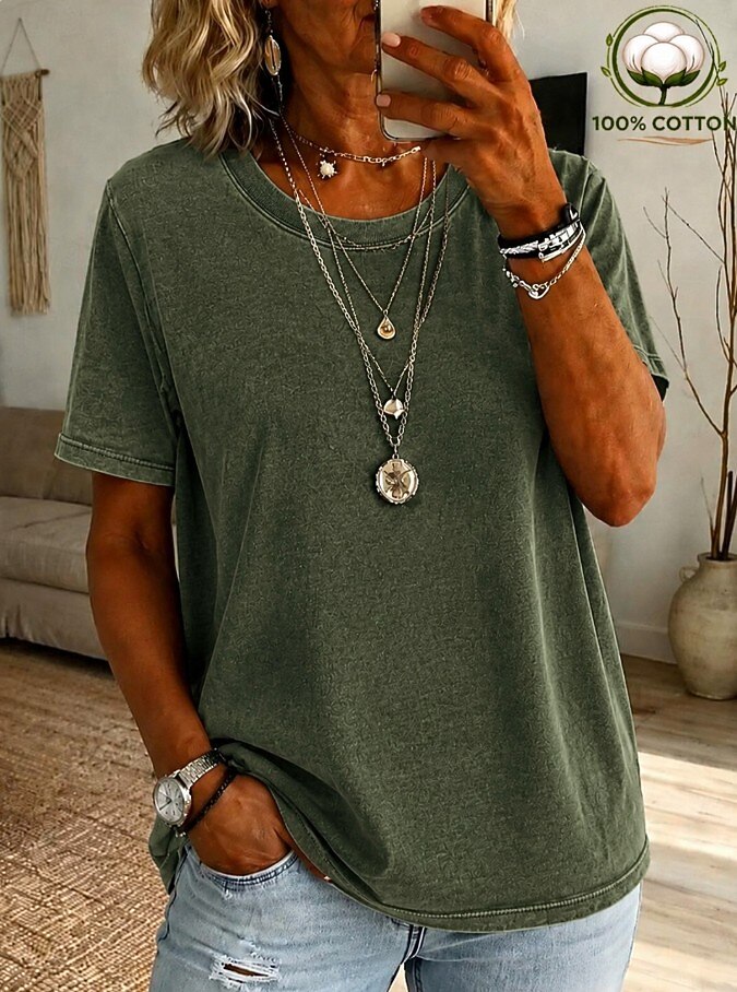 Women's 100% Cotton Crew Neck Tee