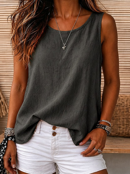 Cozy 100%Cotton Round Neck Sleeveless