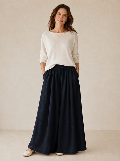 Women's Linen Wide-Leg Resort Pants