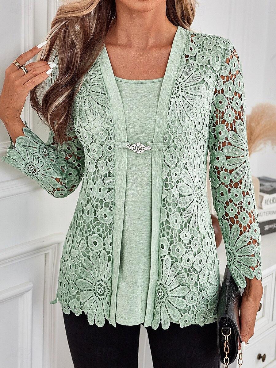Lace Tunic Square Neck Blouse