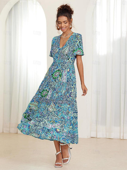 Schickes Boho Paisley Lagen Maxikleid