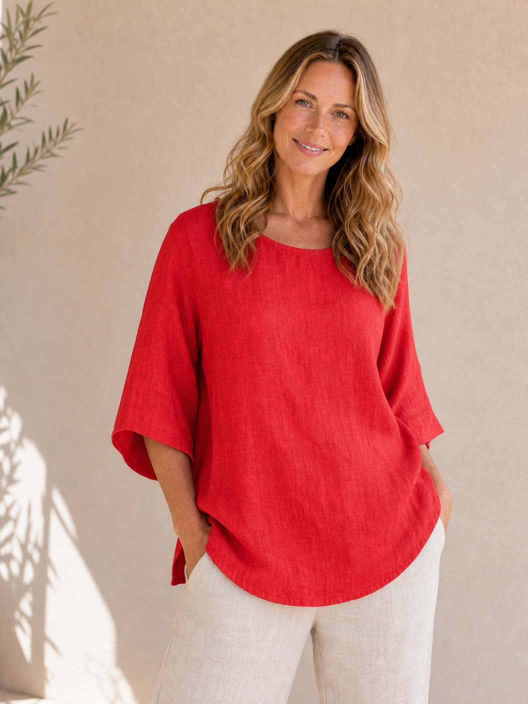 Crew Neck 100% Cotton Blouse