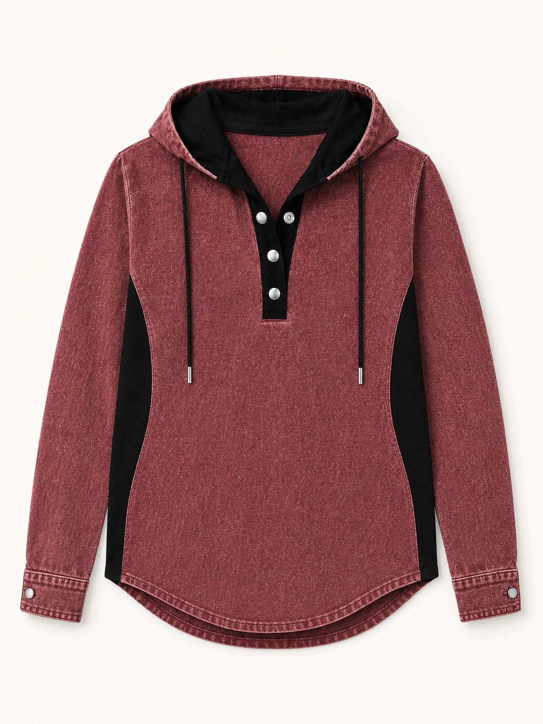 Patchwork Denim Hooded Shirt