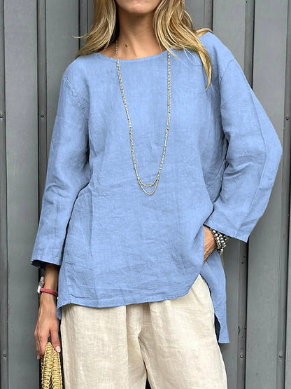Women's Crew Neck 100% Cotton Blouse