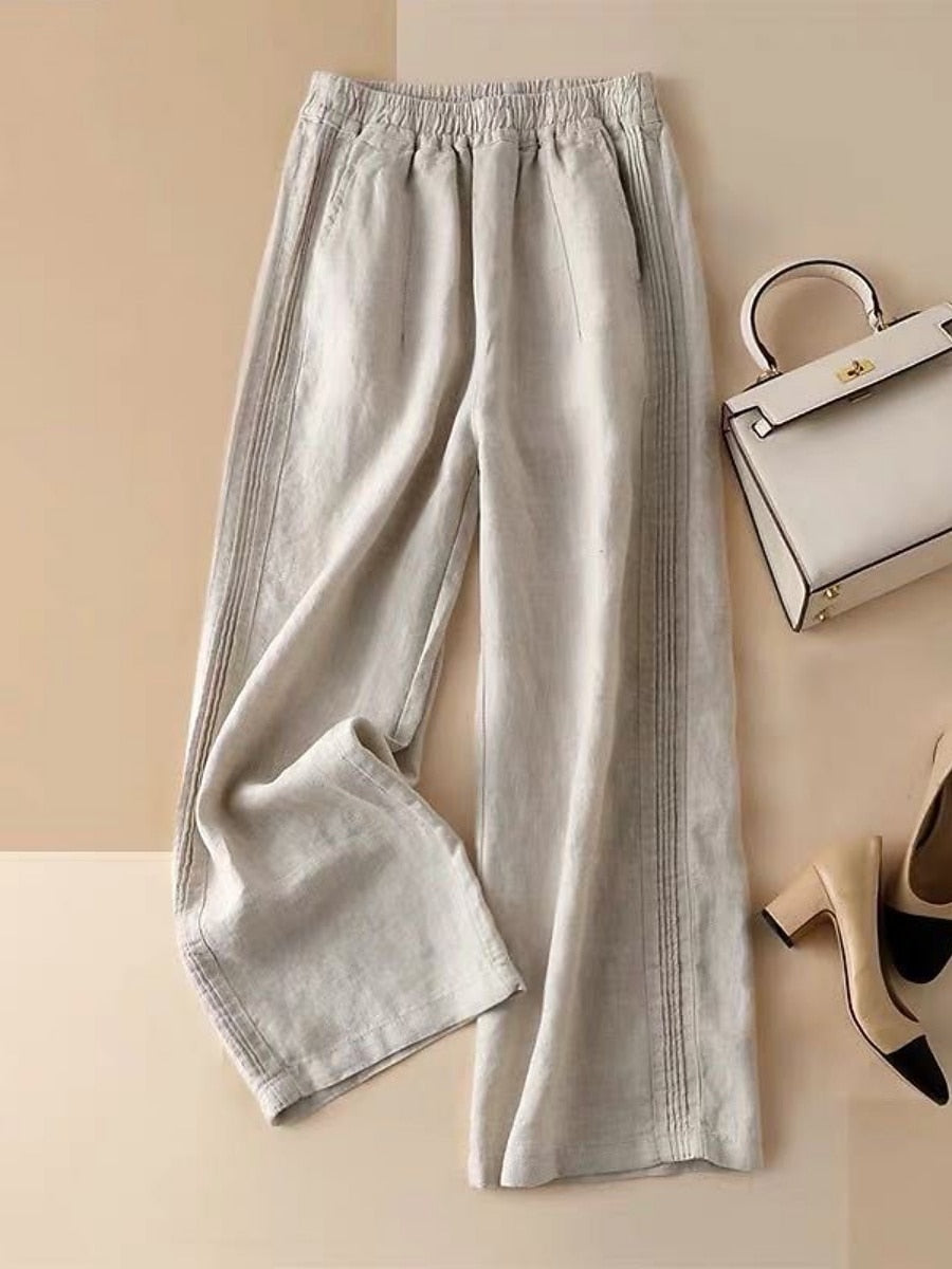Women's Cotton Linen Wide Leg Pants