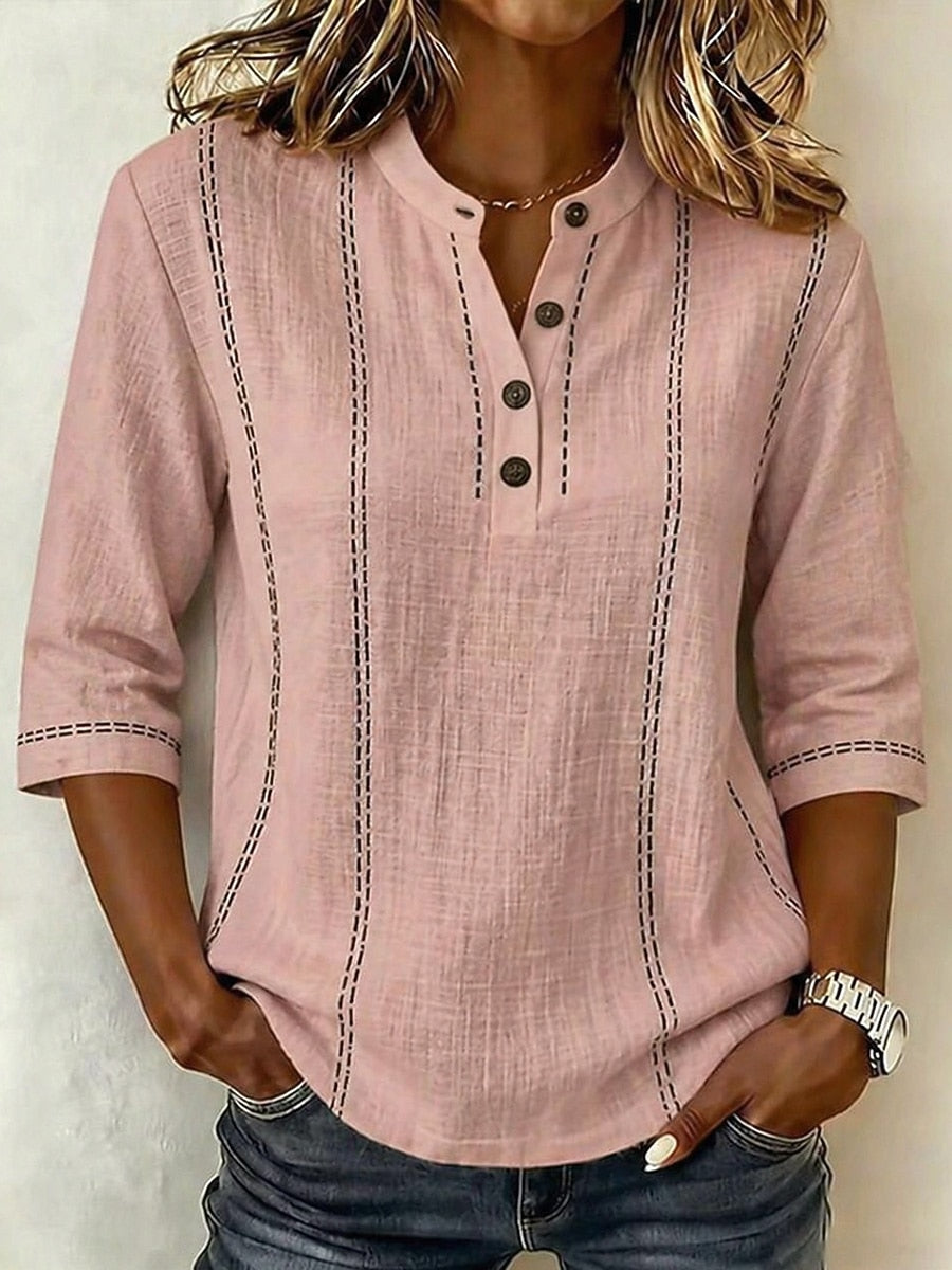 Cotton Linen Stand Shirt