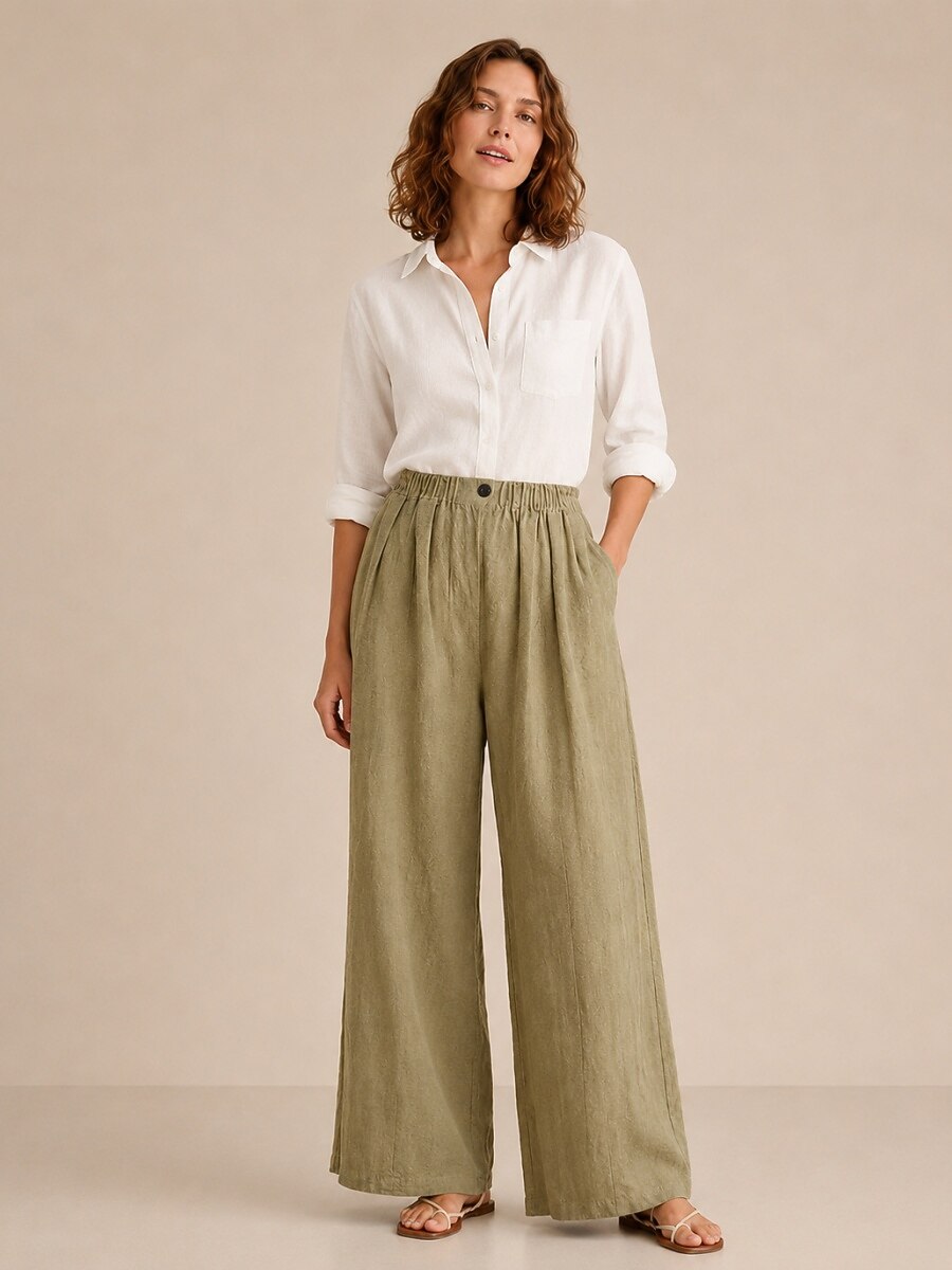 Premium Linen Wide-Leg Pants