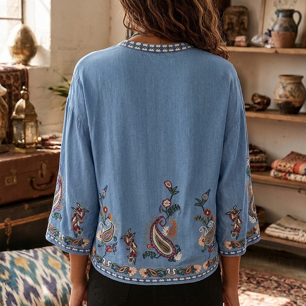 Embroidered Boho 100% Cotton Top