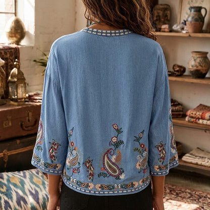 Embroidered Boho 100% Cotton Top