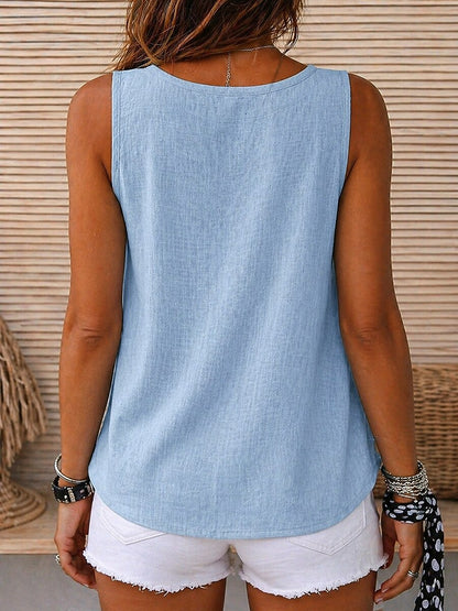 Cozy 100%Cotton Round Neck Sleeveless