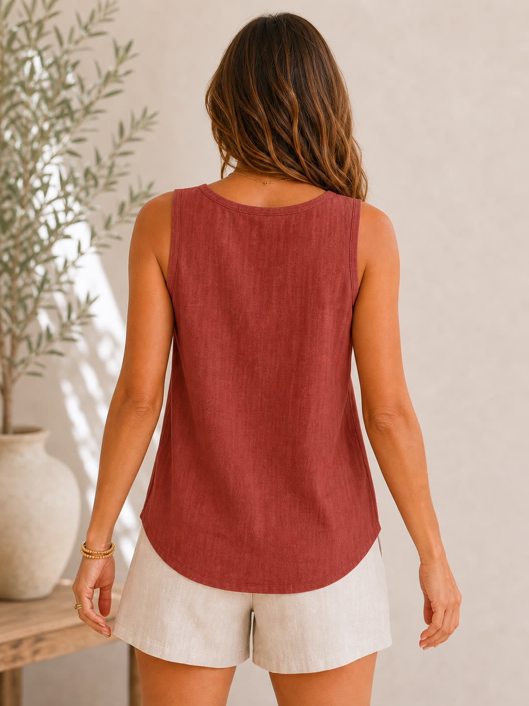 Cozy 100%Cotton Round Neck Sleeveless