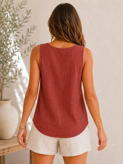 Cozy 100%Cotton Round Neck Sleeveless