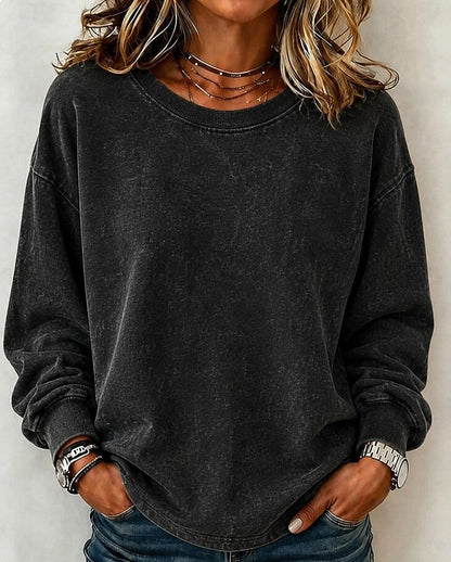 Washed 100% Cotton Crewneck Sweatshirt