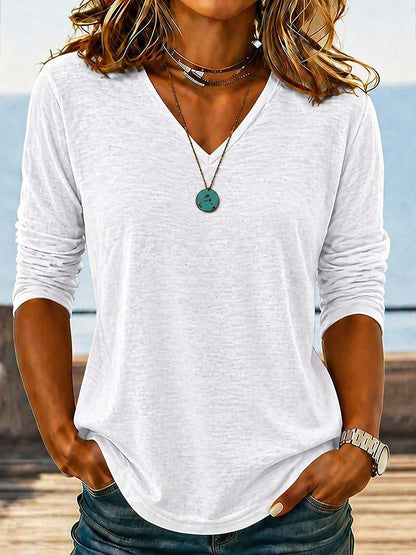 Texture Cotton V Neck Tops