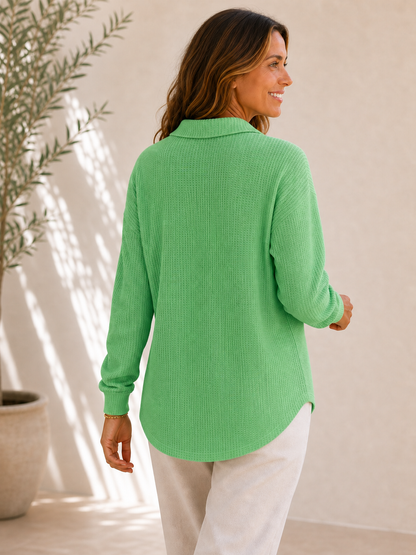Textured Cotton Waffle Tunic Shirt