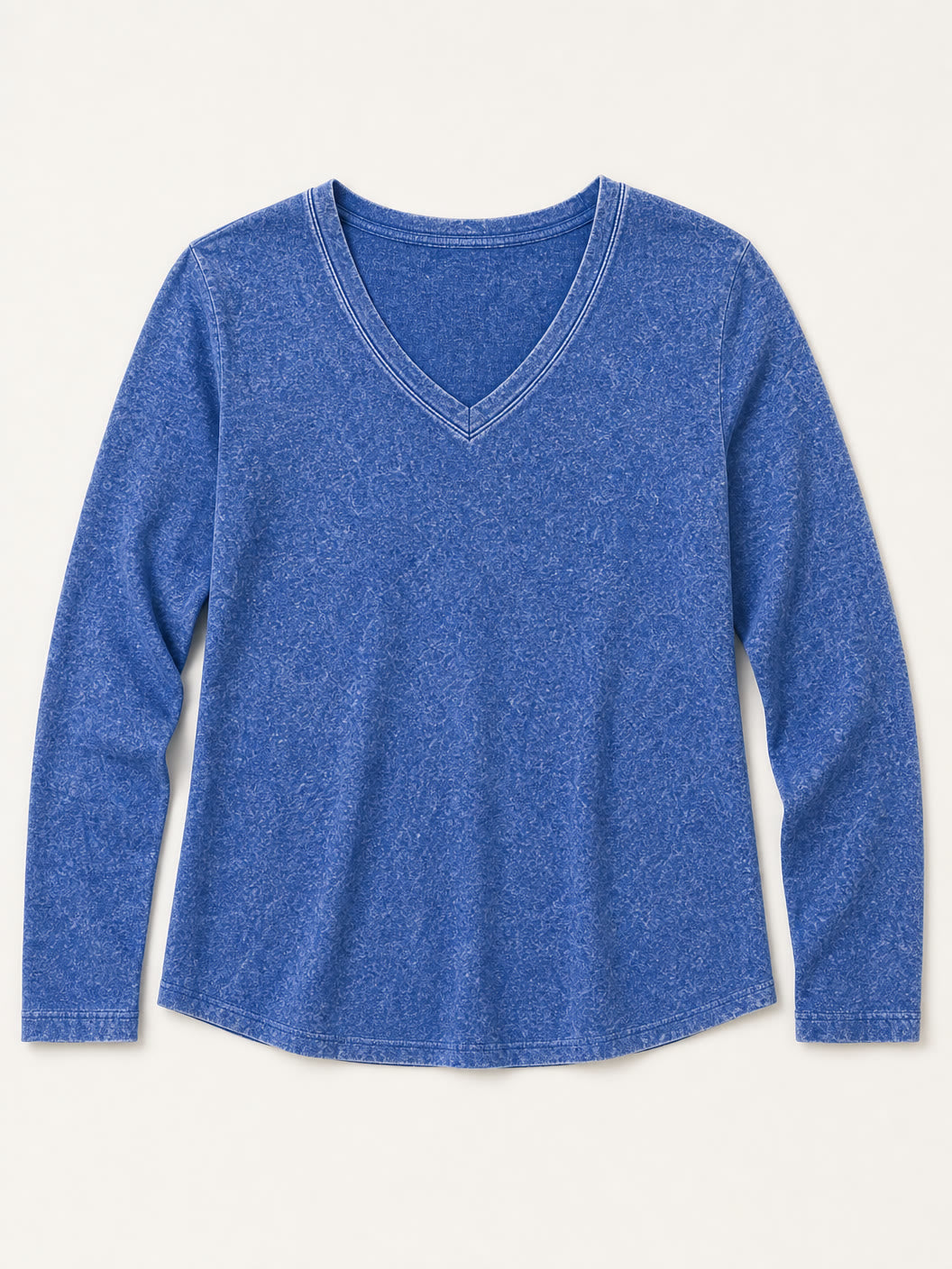 Washed 100% Cotton V-Neck Top