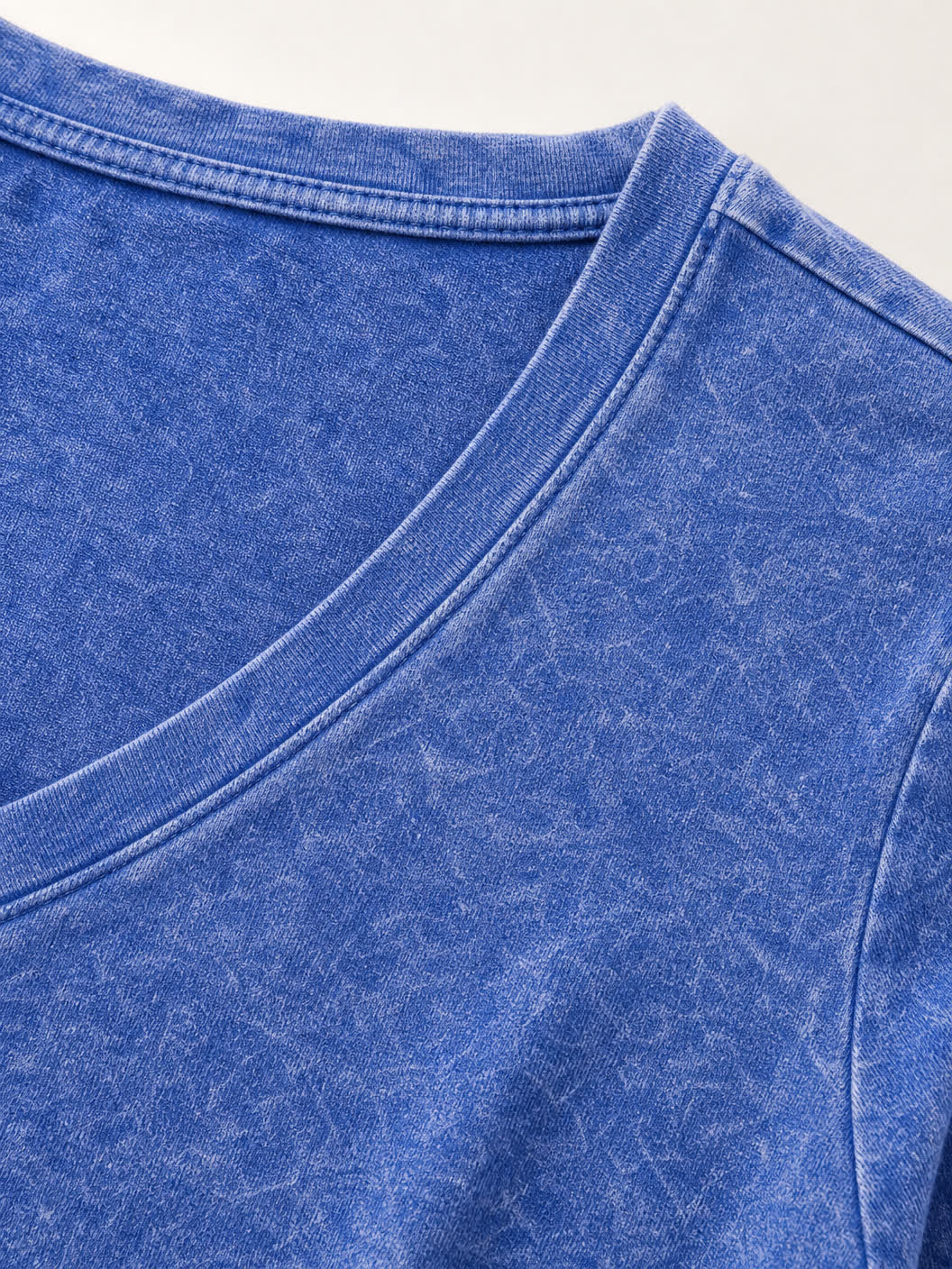 Washed 100% Cotton V-Neck Top