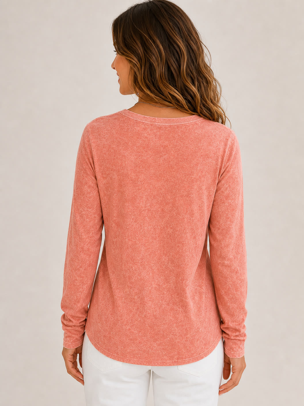 Washed 100% Cotton V-Neck Tops