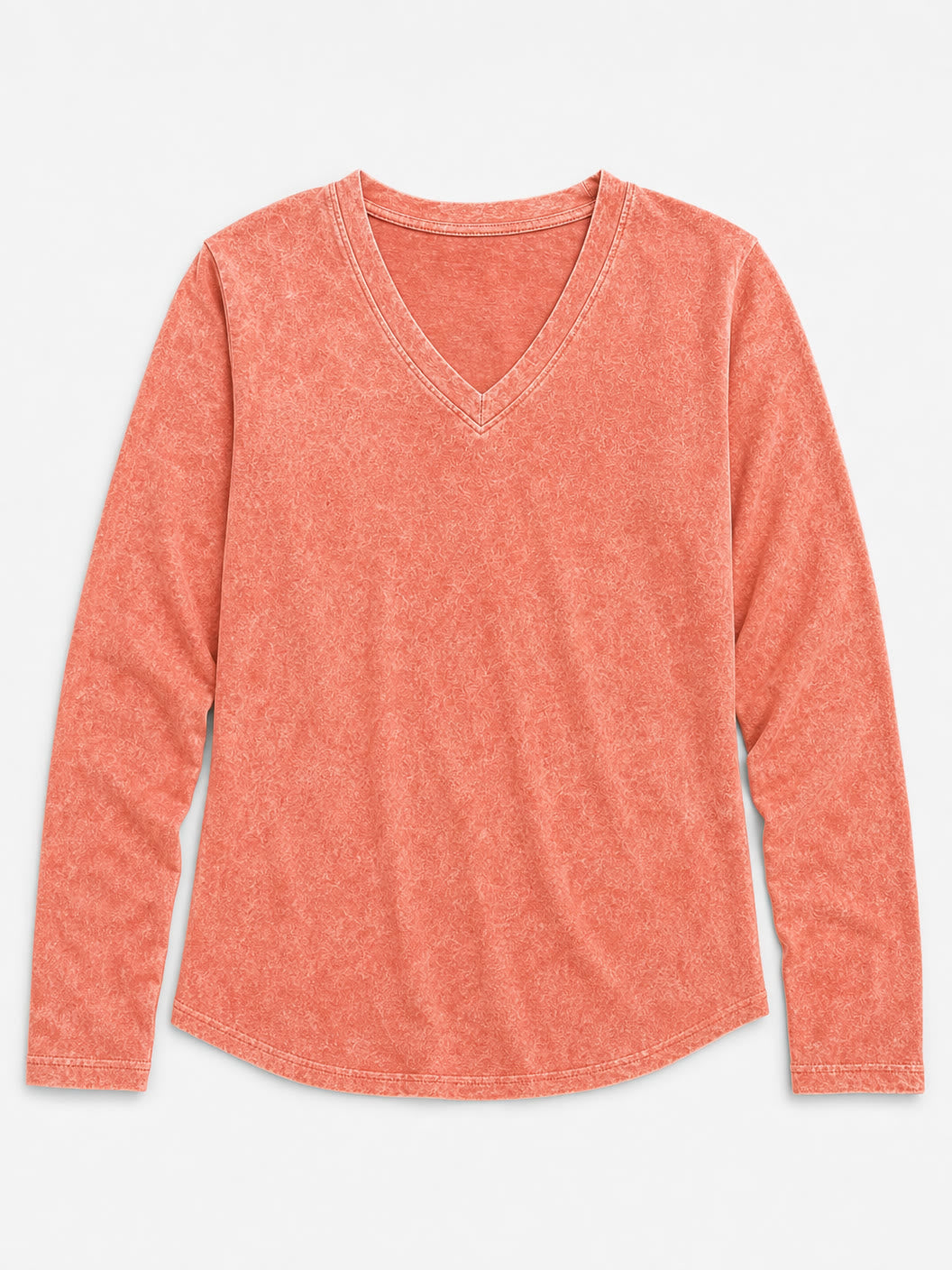 Washed 100% Cotton V-Neck Tops