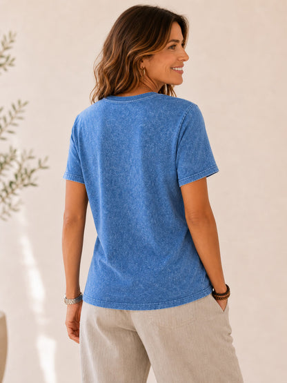 Women's 100% Cotton V Neck Tee
