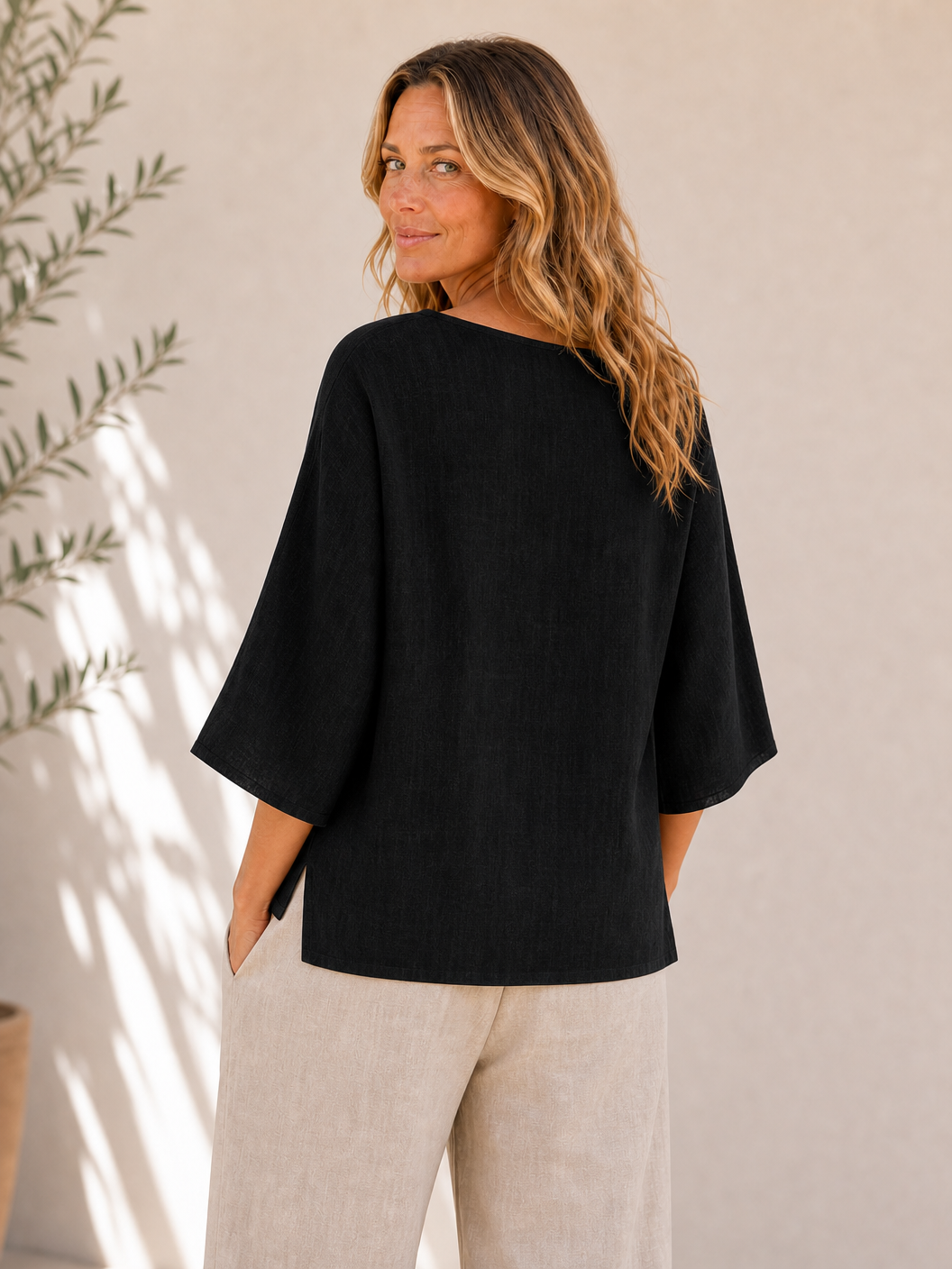 Crew Neck 100% Cotton Blouse