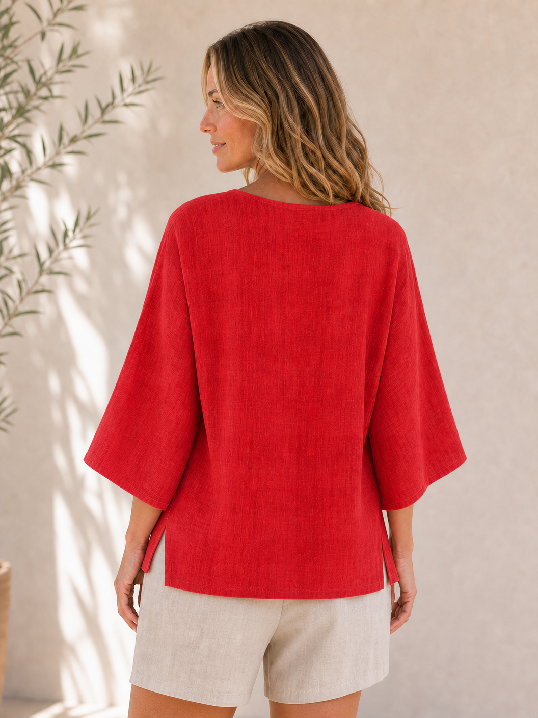 Crew Neck 100% Cotton Blouse