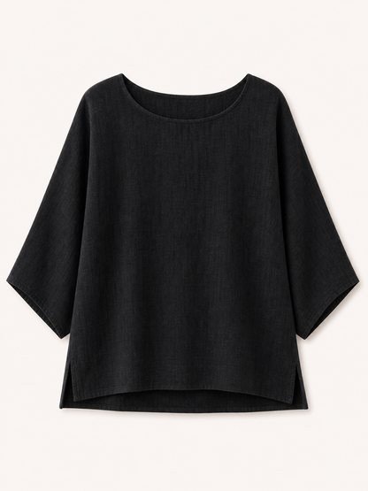 Crew Neck 100% Cotton Blouse