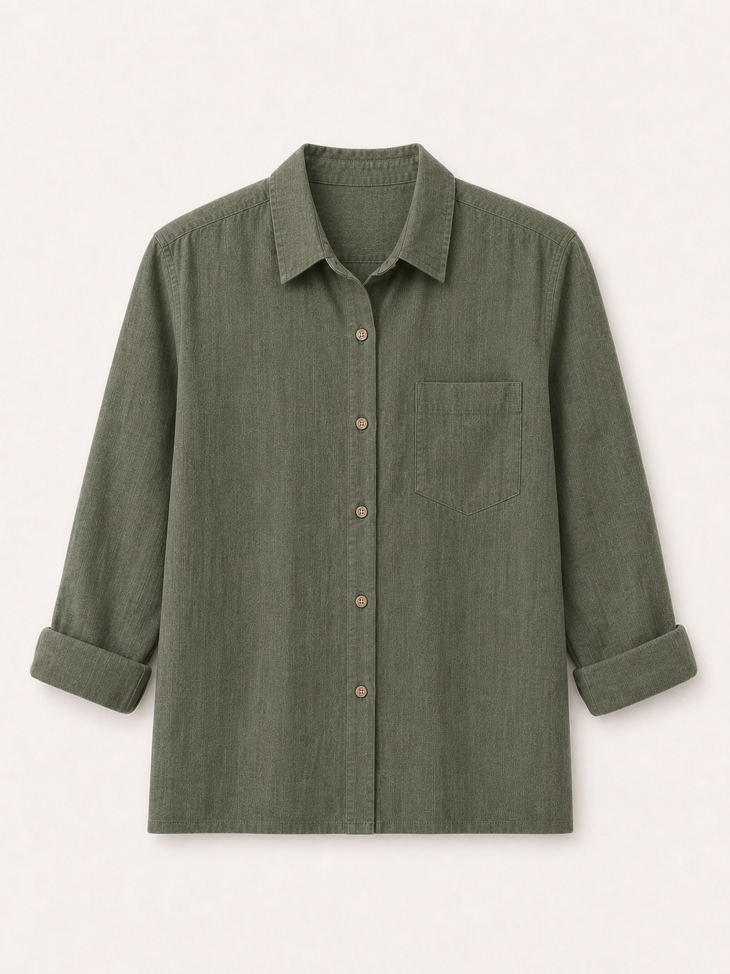 100% Cotton Pocket Button-Up Shirt