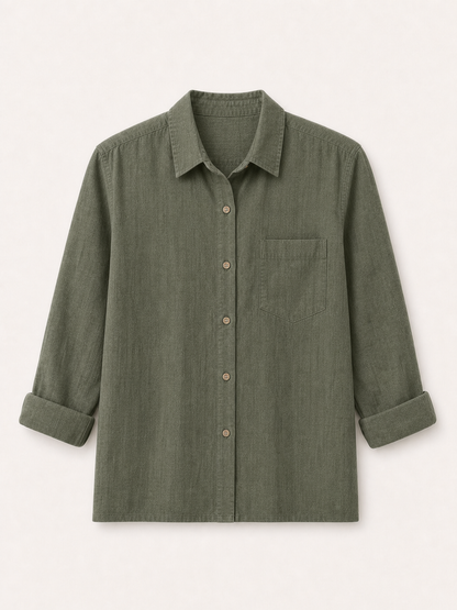 100% Cotton Pocket Button-Up Shirt