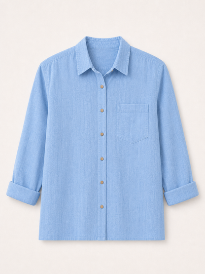 100% Cotton Pocket Button-Up Shirt