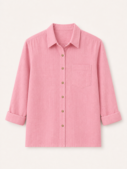 100% Cotton Pocket Button-Up Shirt
