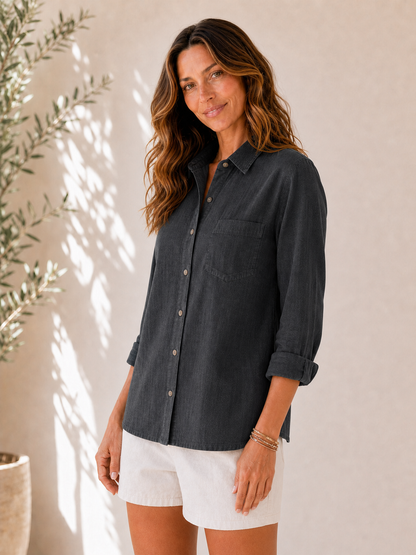 100% Cotton Pocket Button-Up Shirt
