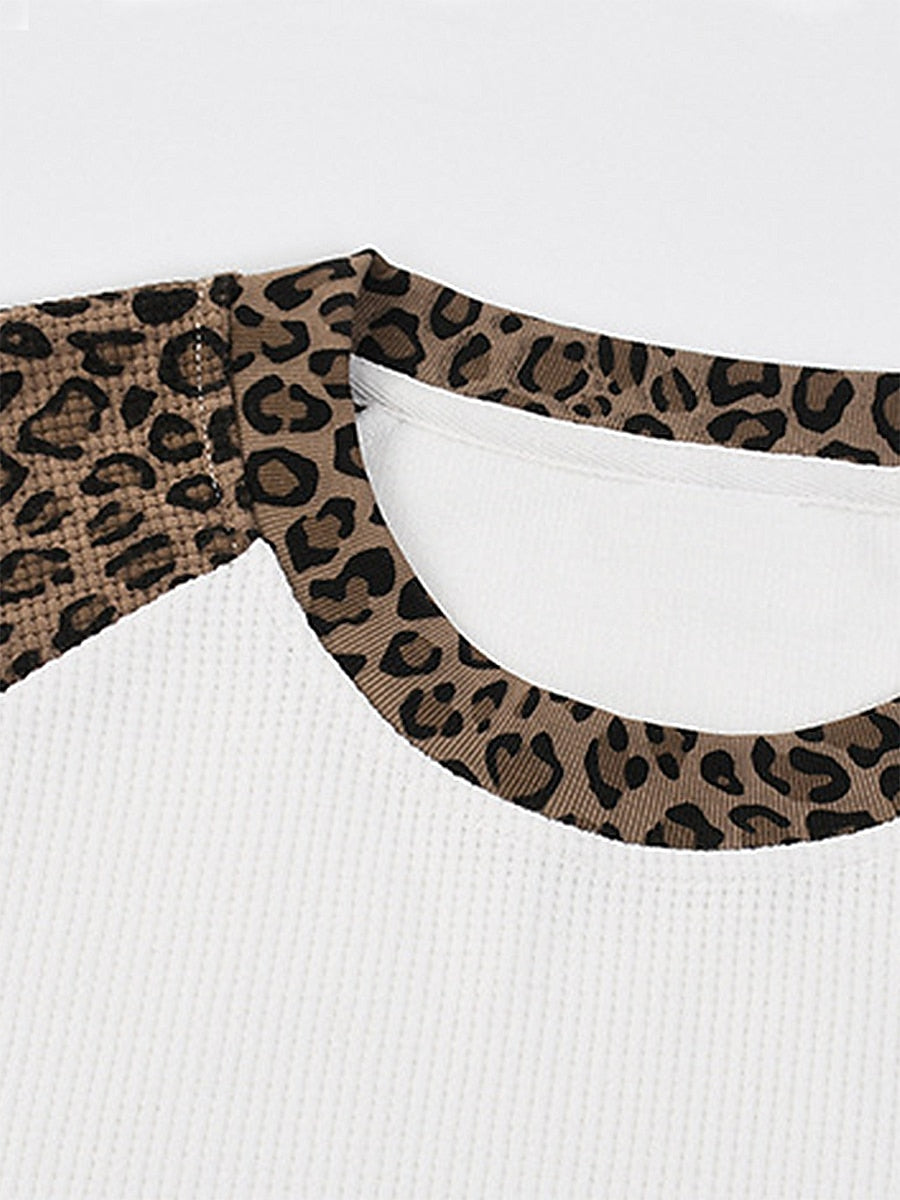 Cotton Waffle Knit Patchwork Blouse