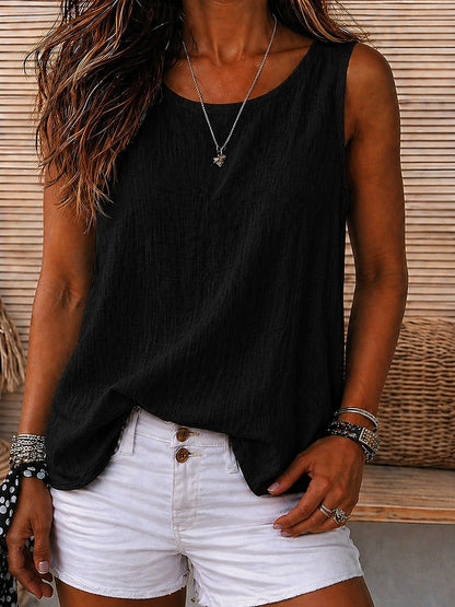 Cozy 100%Cotton Round Neck Sleeveless