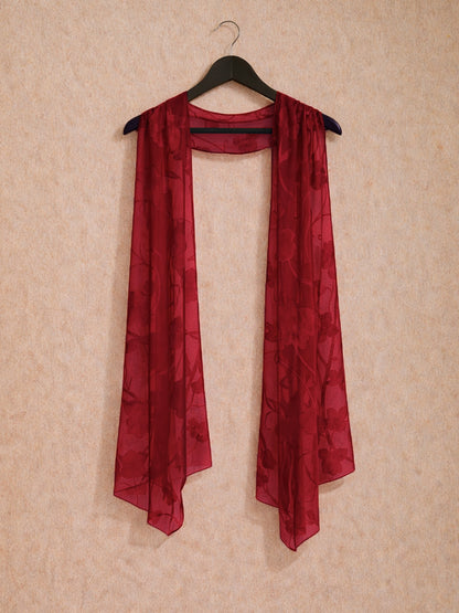 海軍藍花卉雪紡不對稱下擺晚禮服