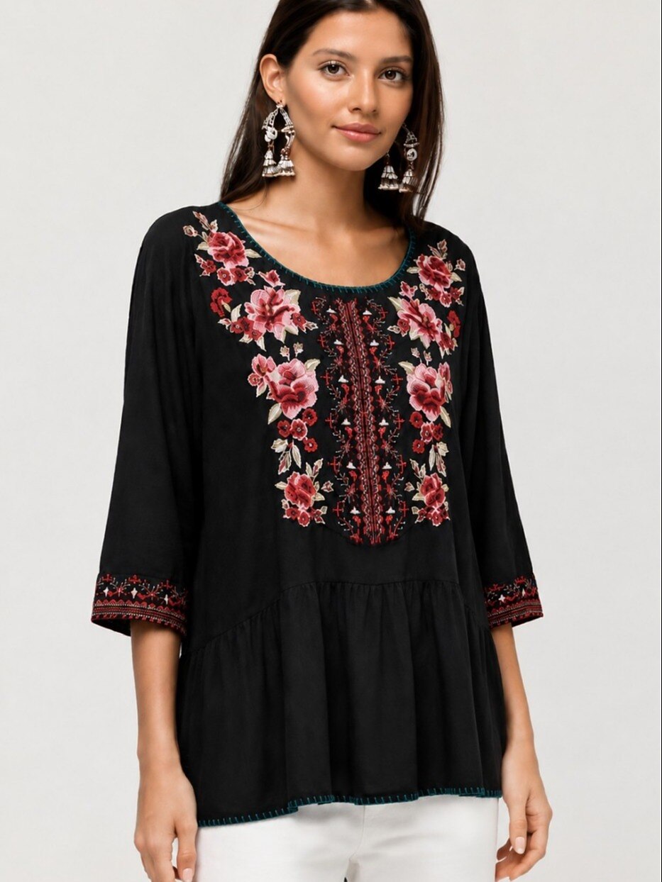 Embroidered 100% Cotton Tunic Shirt