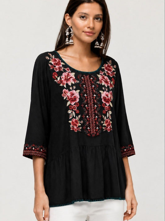 Embroidered 100% Cotton Tunic Shirt