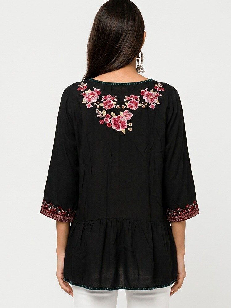 Embroidered 100% Cotton Tunic Shirt