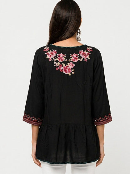 Embroidered 100% Cotton Tunic Shirt
