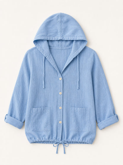 100% Cotton Hooded Drawstring Shirt