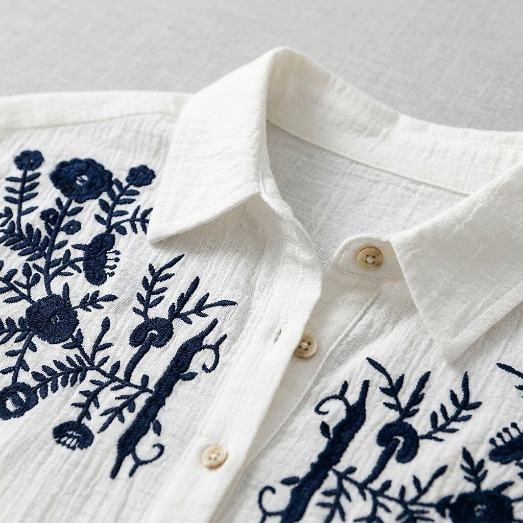 Embroidered Tunic 100% Cotton Shirt