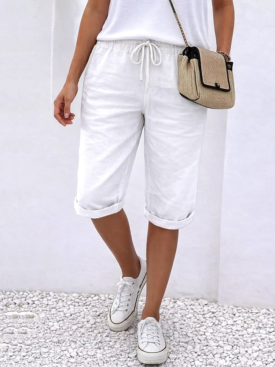 Women's Cotton Linen Capri Pants